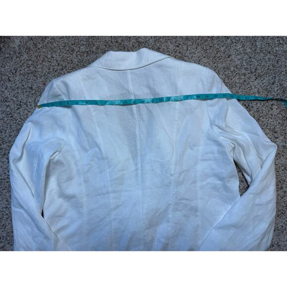 TALBOTS 100% White Linen Blazer/Jacket size women's 16, silver buttons - Picture 6 of 11